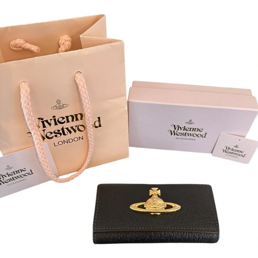 VIVIENNE WESTWOOD Black Four-Ring Key Holder Orb Design Unisex w Box & Bag NIB